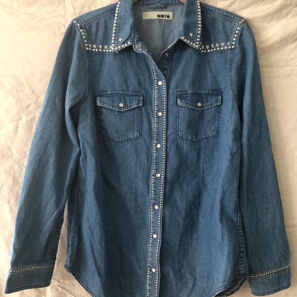 Denim shirt with embellishment